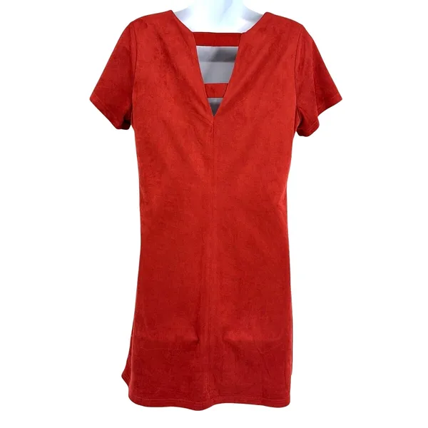 Skies are Blue Faux Suede Shift Dress Sz M Boho 70s Inspired Festival Lagenlook - Image 7