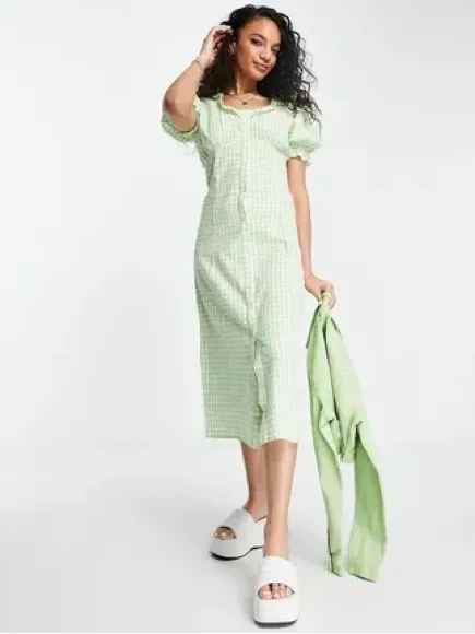 Miss‎ Selfridge Gingham Checked Button-Down Midi Dress Sz. 8 NWT - Image 2
