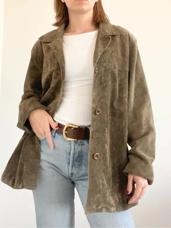 Vintage Relaxed Olive Leather Button - Image 2