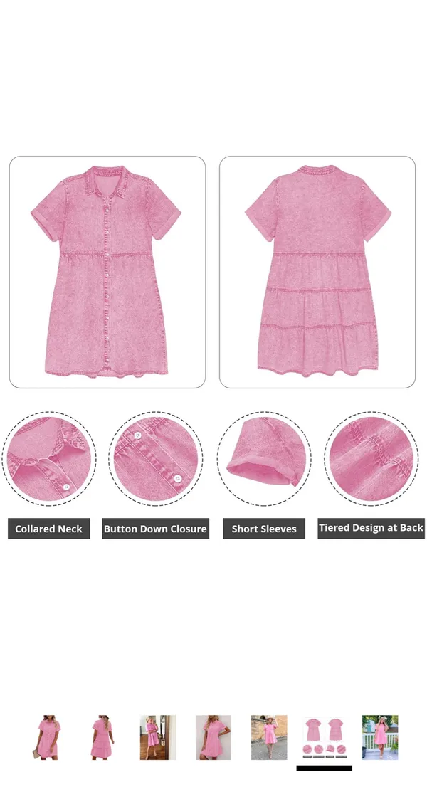 Pink Denim Dress Size XS - Image 5