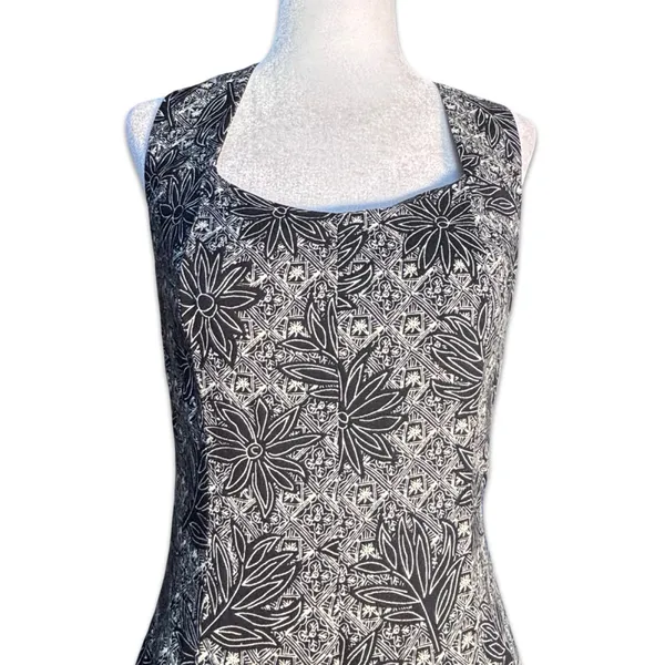 Vintage All That Jazz Black White Floral Cross Back‎ Maxi Dress Boho Minimalist - Image 7