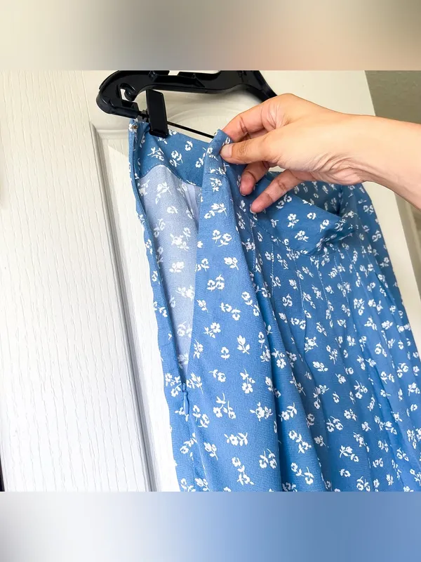 Sezane Alicia Midi Skirt Blue Floral US 10 NWT‎ - Image 6