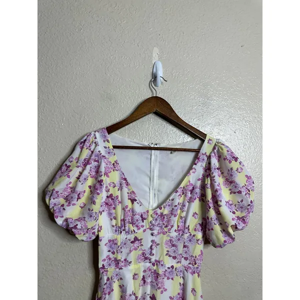 For Love & Lemons Atlanta Mini Dress size XS Floral Purple Yellow - Image 3