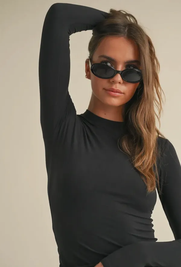 Black Knit Butter Soft Top  - Image 4