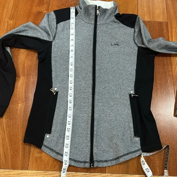 Lauren Ralph Lauren Active‎ Jacket Womens Grey Black Striped Full Zip M - Image 8