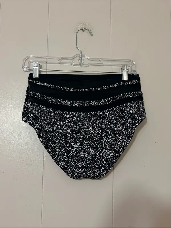Lululemon Go With The Flow High Waist Freckle Flower Bikini Bottom Black White - Image 5