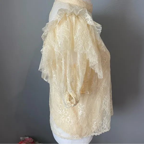 Free People Secret Admirer Lace Blouse in the color Eggnog - Image 2