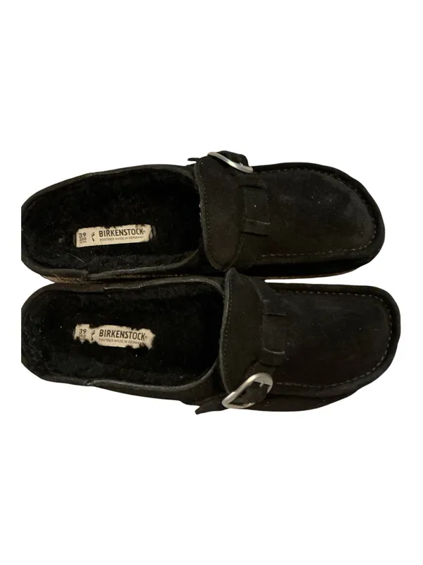 NWOT Birkenstock Buckley Black Suede Shearling Clogs Mules Moccasins Size 39 US 8-8.5 Narrow - Image 4
