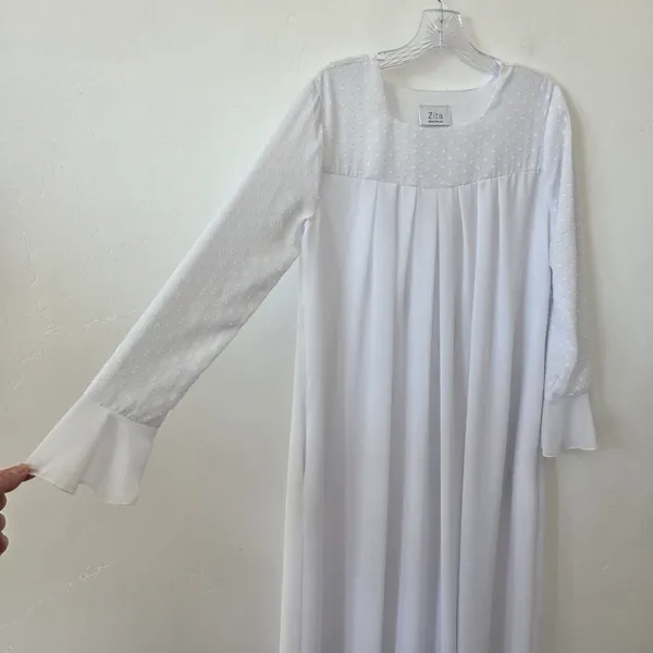 Zita White Maxi Dress Temple Church Baptism Modest Pockets High Neck Small - Image 3