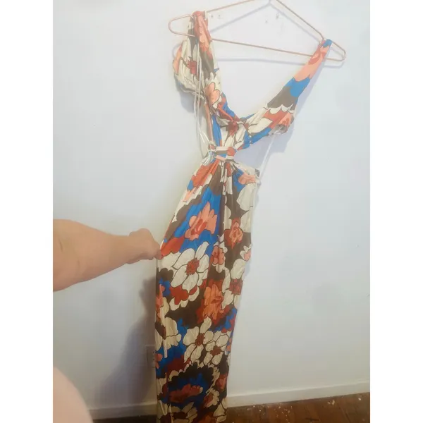 RONNY KOBO Women's Floral Printed Retro Mid Cutouts Scoop Back Dress Size Small - Image 5