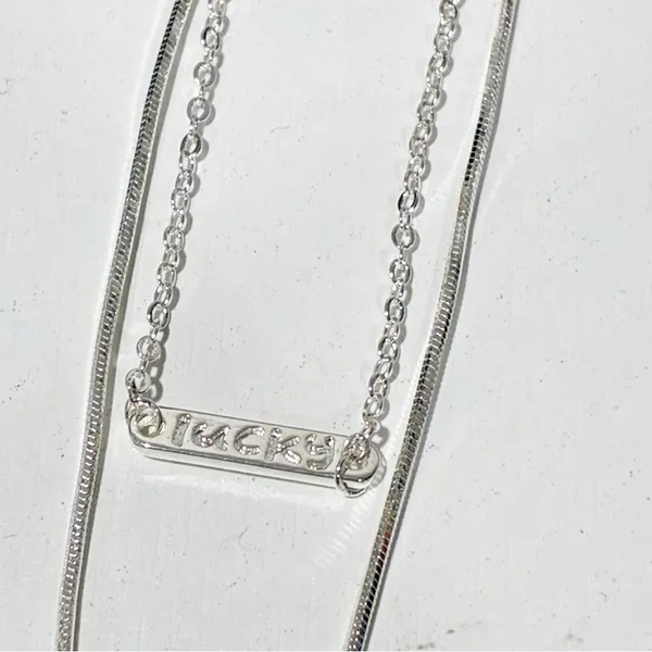 925 Sterling Silver Circle Lucky Bar‎ Layered Necklace Jewelry - Image 3