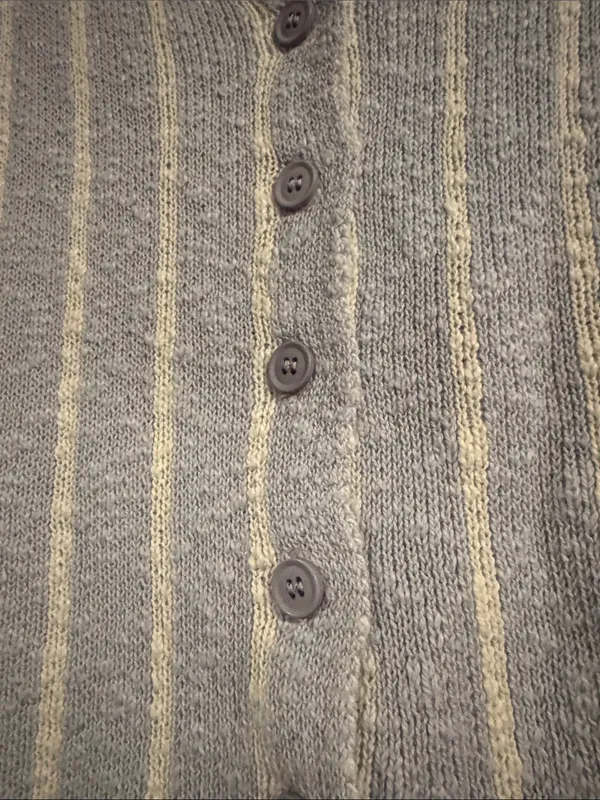 Women's Blue & White Striped Button - Image 4