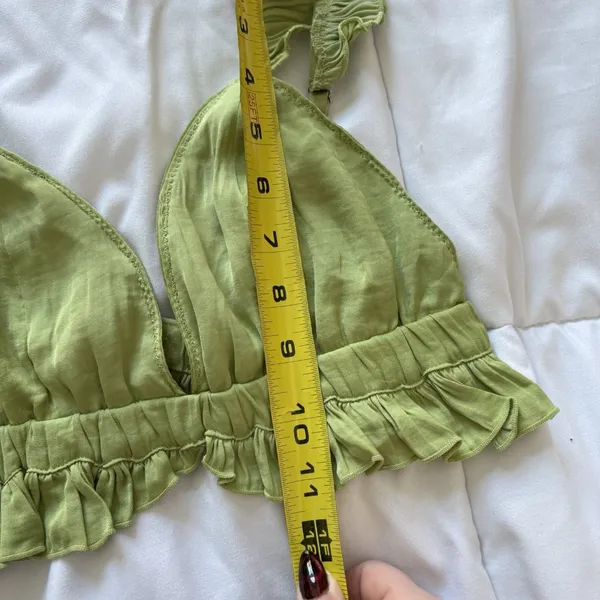 Forever 21 Womens Size Small Green Bralette Top Ruffle Classic Summer Beach‎ - Image 4