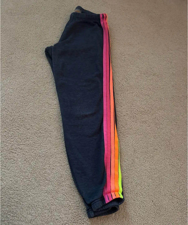 Aviator Nation Sweatpants 5 Stripe Neon Navy - Image 3