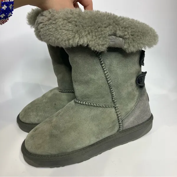 Emu Alba shearling style boots‎ winter suede leather women’s size 6 gray - Image 10