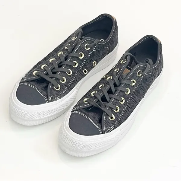CONVERSE CTAS Lift OX Women’s Black Herringbone Lace Up Platform Sneakers Size 7 - Image 7