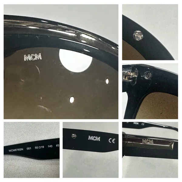 MCM Oversized Gradient Lens Sunglasses Black Gold Accent - Image 7
