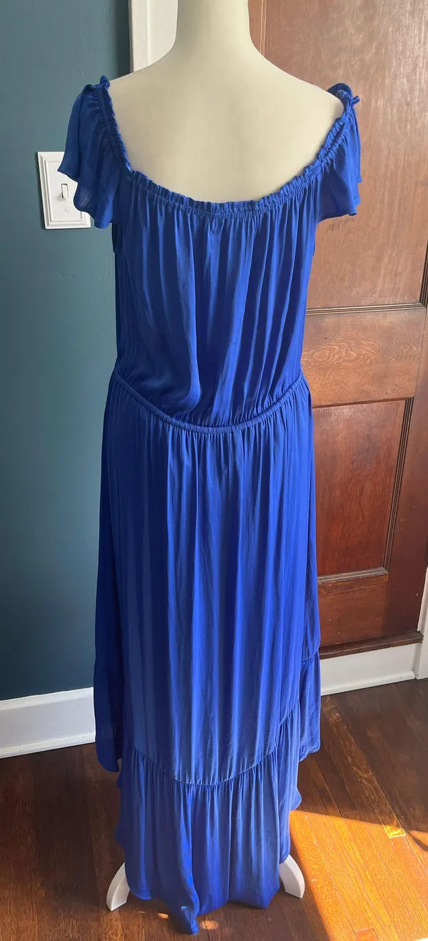 Off The Shoulder High Low Dress Blue Size L - Image 4