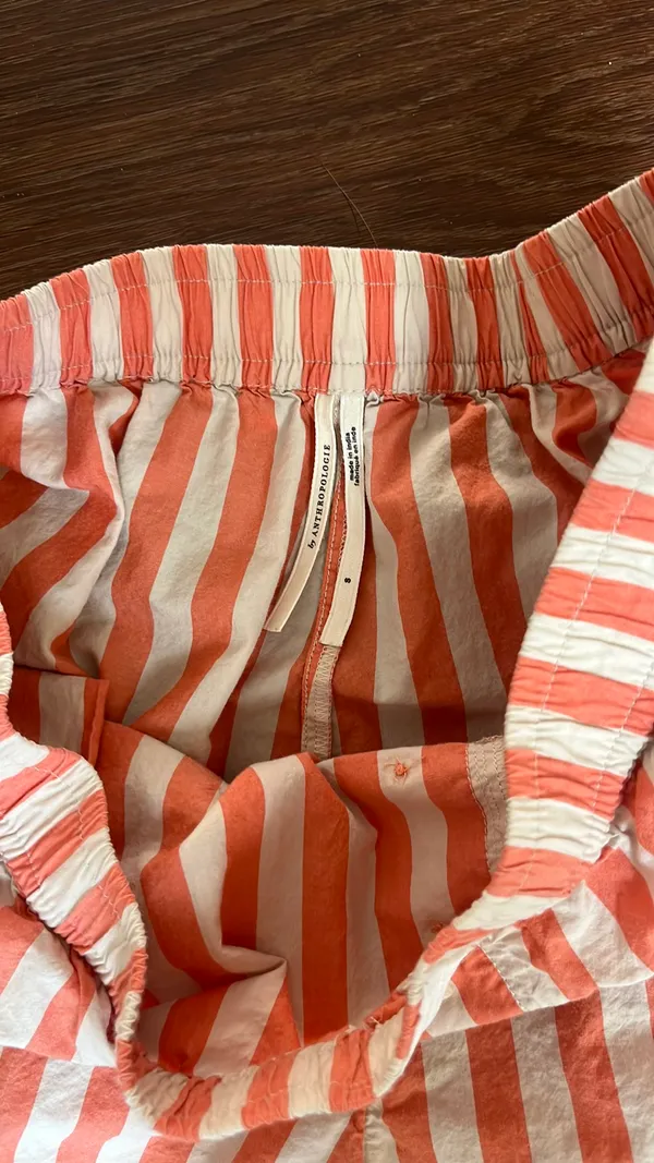 Anthropologie Boxer Shorts Orange Striped Small w Pockets - Image 2