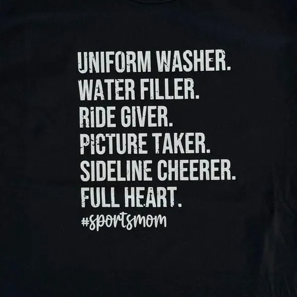 Sports Mom Sideline Cheerer Full Heart Medium Women’s Black T-Shirt Short Sleeve - Image 3