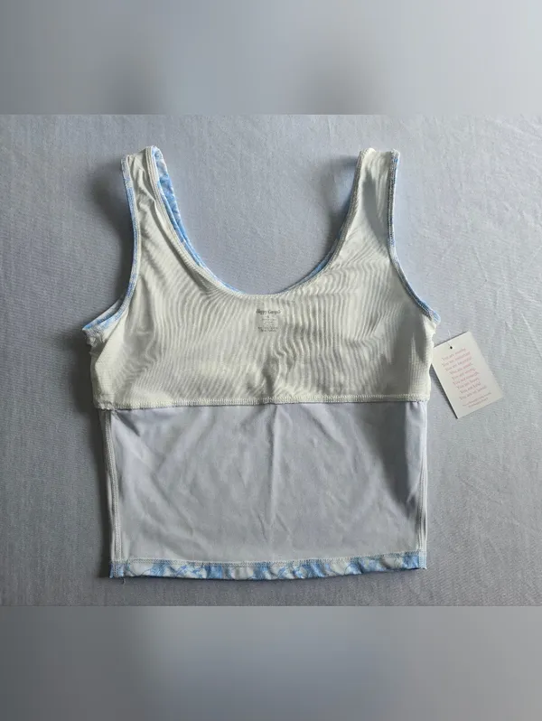 Happy Camp3r Women’s Blue Marble-Print Tank‎ Top Size L - Image 8