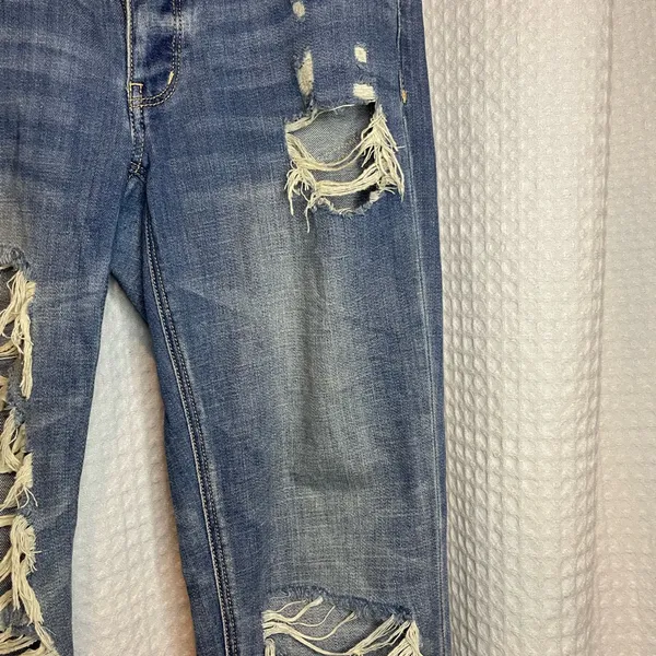 American Eagle Outfitters Tomgirl Ripped Blue Skinny Jeans - Image 3