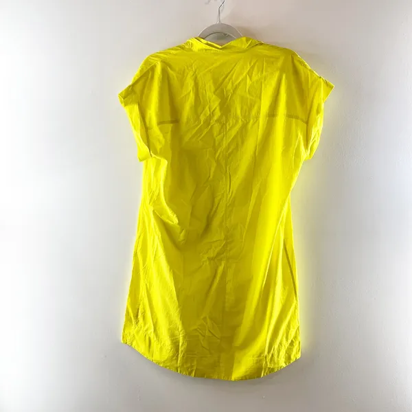 Oliphant Tuckernuck Cotton Poplin Short Sleeve Mini Shift Dress Yellow Large - Image 4