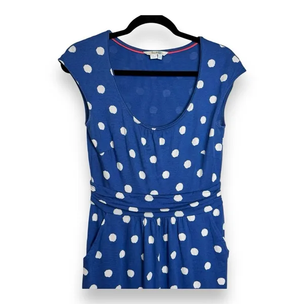 Boden Dress Womens US 6R Blue Polka Dot Shift Cap Sleeve Pockets‎ Cotton Modal - Image 2