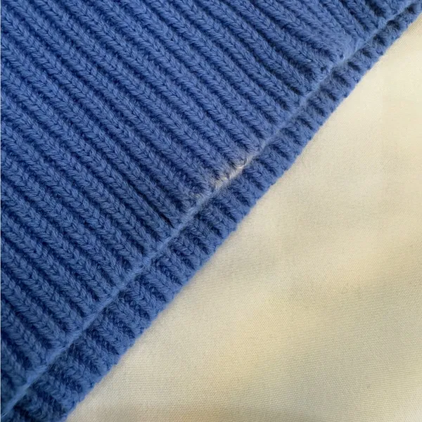 LOFT Blue Crew Neck Knit Sweater with Button Accents Ruffles Medium - Image 6