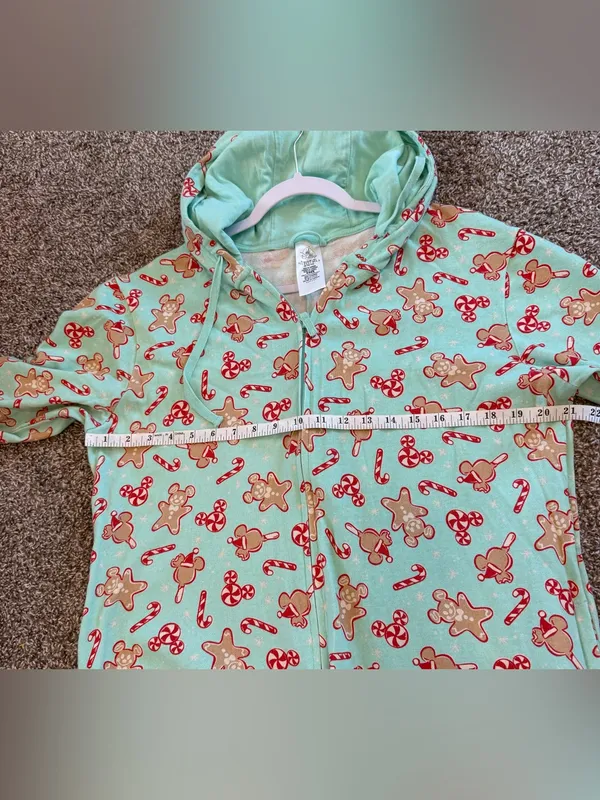 Disney Mickey Bars Mouse Holiday Gingerbread Hooded Romper Pajamas Adult Large - Image 3
