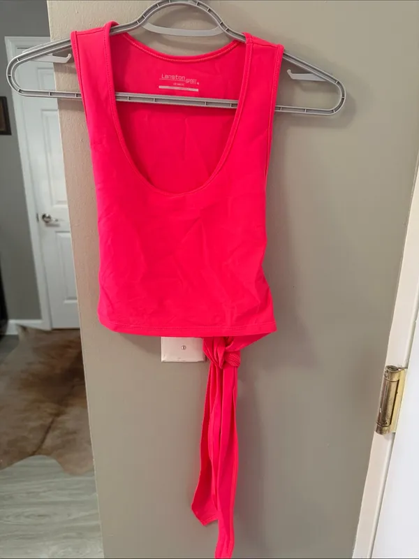 $104 Revolve X Lanston Sport neon-red Axel wrap tank top M - Image 4