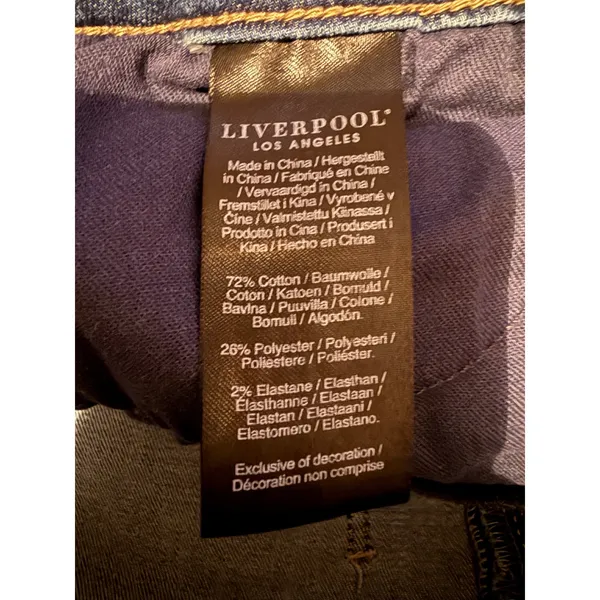 Liverpool LA Crop Flare Jeans‎ Womens 8/29 Blue Raw Hem Distressed Stretch Denim - Image 5