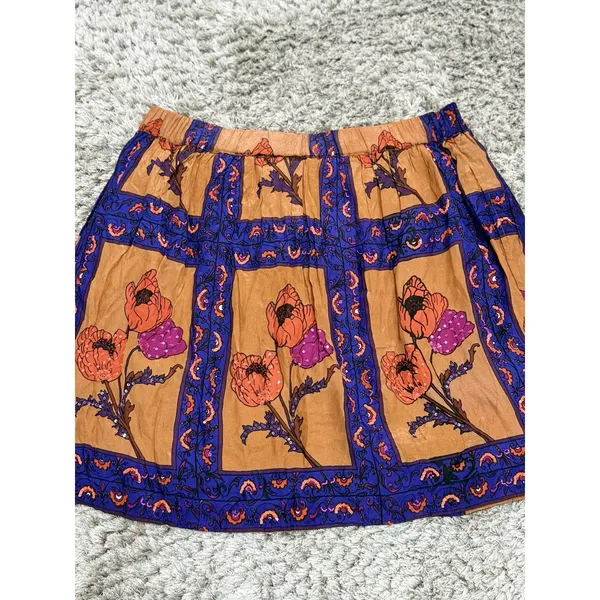 Maeve Anthropologie Womens XS Mini Skirt Floral Sequin Boho Poppy Purple Orange - Image 7