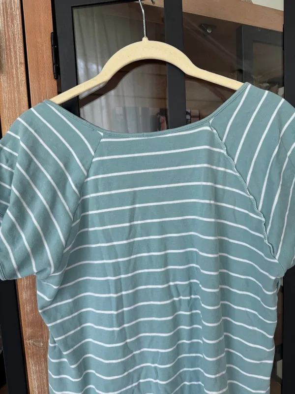 LAKE Pajamas pima sage striped tee short sleeve top tshirt cotton - Image 3