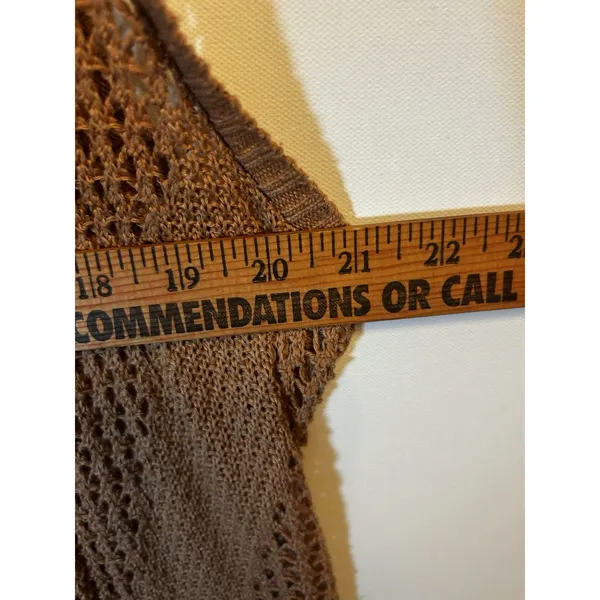 Serendipity by Victoria XL Brown Crochet Long Duster Vest Boho Festival Cardigan - Image 4
