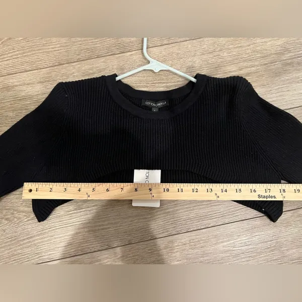 NWT Cotton Candy Large Black Long Sleeve Cut Out Crop Top - Image 7