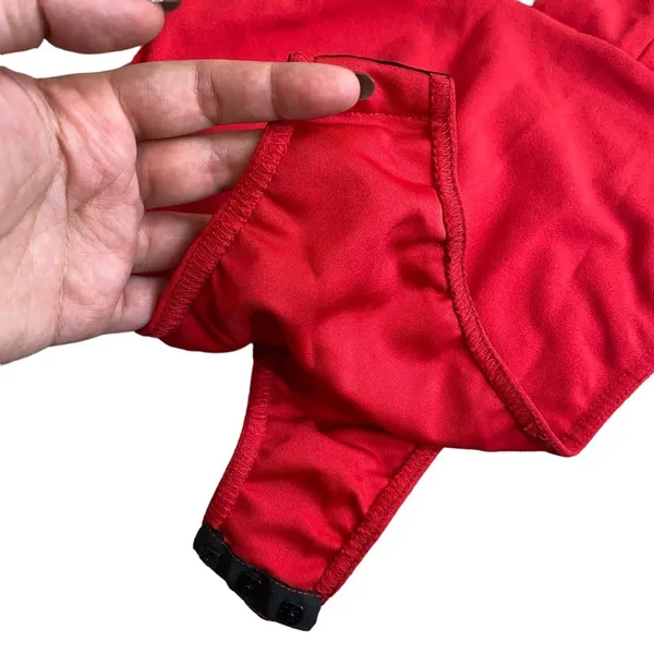 Missguided Red Plunge Bodysuit Strappy‎ Size 2 Snap Bottom - Image 8