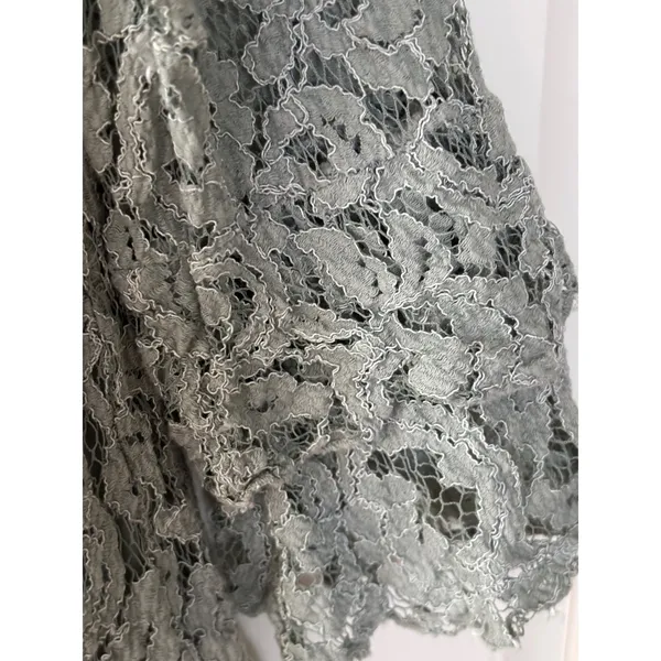 Belle France Sage Green Lace‎ Blouse Made in Italy Tiered Bell Sleeve Top Medium - Image 3