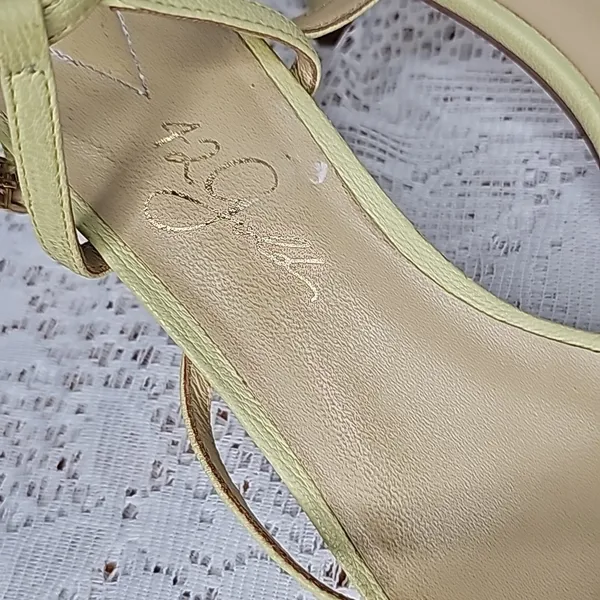 42 Gold yellow leather strappy ankle strap unique rare heel heels sz 8 - Image 2