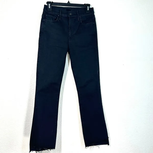 27 MOTHER The Insider Crop Step Fray Jeans black 26" inseam slight bootcut denim - Image 2