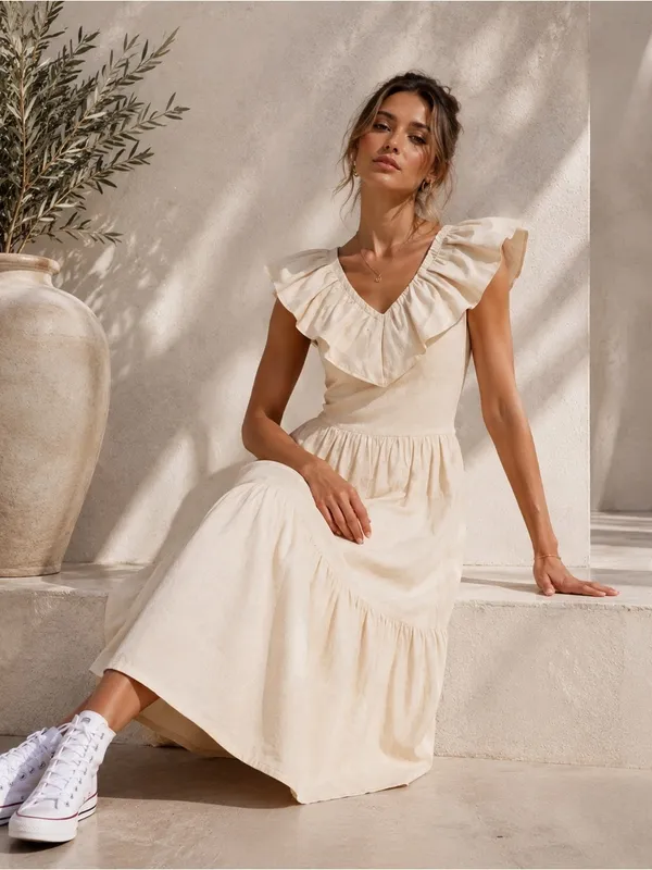 Anthropologie NWT English Factory midi ruffle dress $180 XS - Image 2