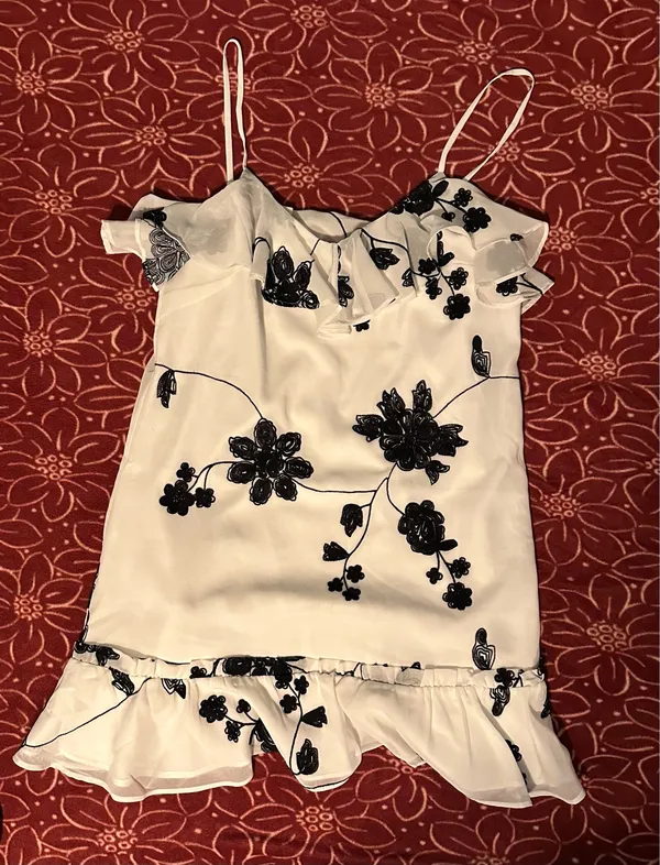 House of Harlow 1960 x REVOLVE White Black Floral Ruffle Dress S - Image 2