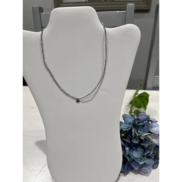 choker‎ silver tone beaded chain with star charm - Image 2