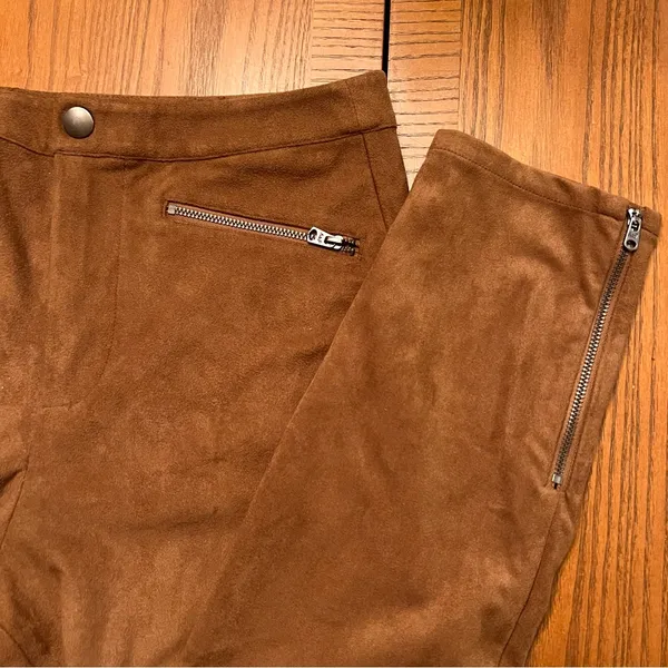 Abercrombie &‎ Fitch Faux Vegan Suede High Rise Ankle Zip Pants Caramel Size 4 - Image 7