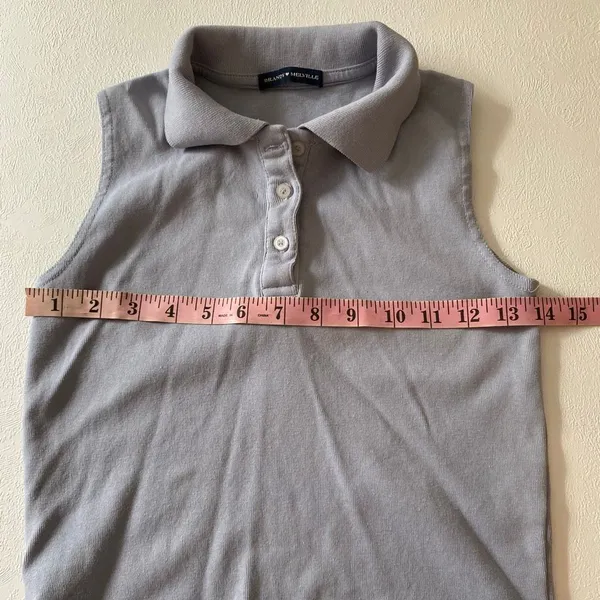 Brandy Melville Gray Sleeveless Polo Top Collared Preppy Y2K - Image 6