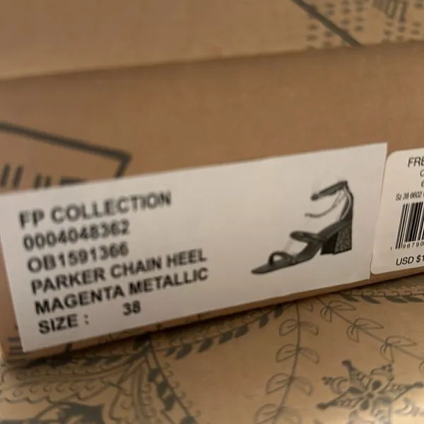 Free People Parker Hot Pink Chain Square Toe Heels - Image 8
