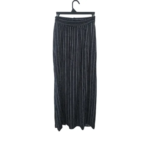 Emberley Striped Tie-Waist Button Down Maxi Skirt Black White - Image 3