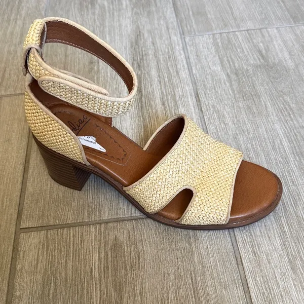 Zodiac IDA Woven‎ Raffia Block Heel Sandals Beige Ankle Strap SZ 8 - Image 2