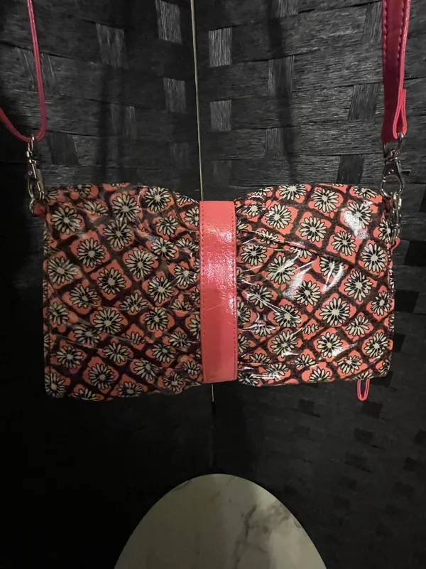Vera Bradley Pink Brown Crossbody Floral Clutch Bag Vinyl Multiple Wear Classic - Image 7
