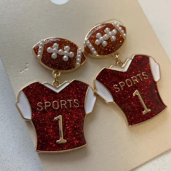 Target Football Jersey Post Drop Earrings - Red/Gold -‎ NWT - Image 4